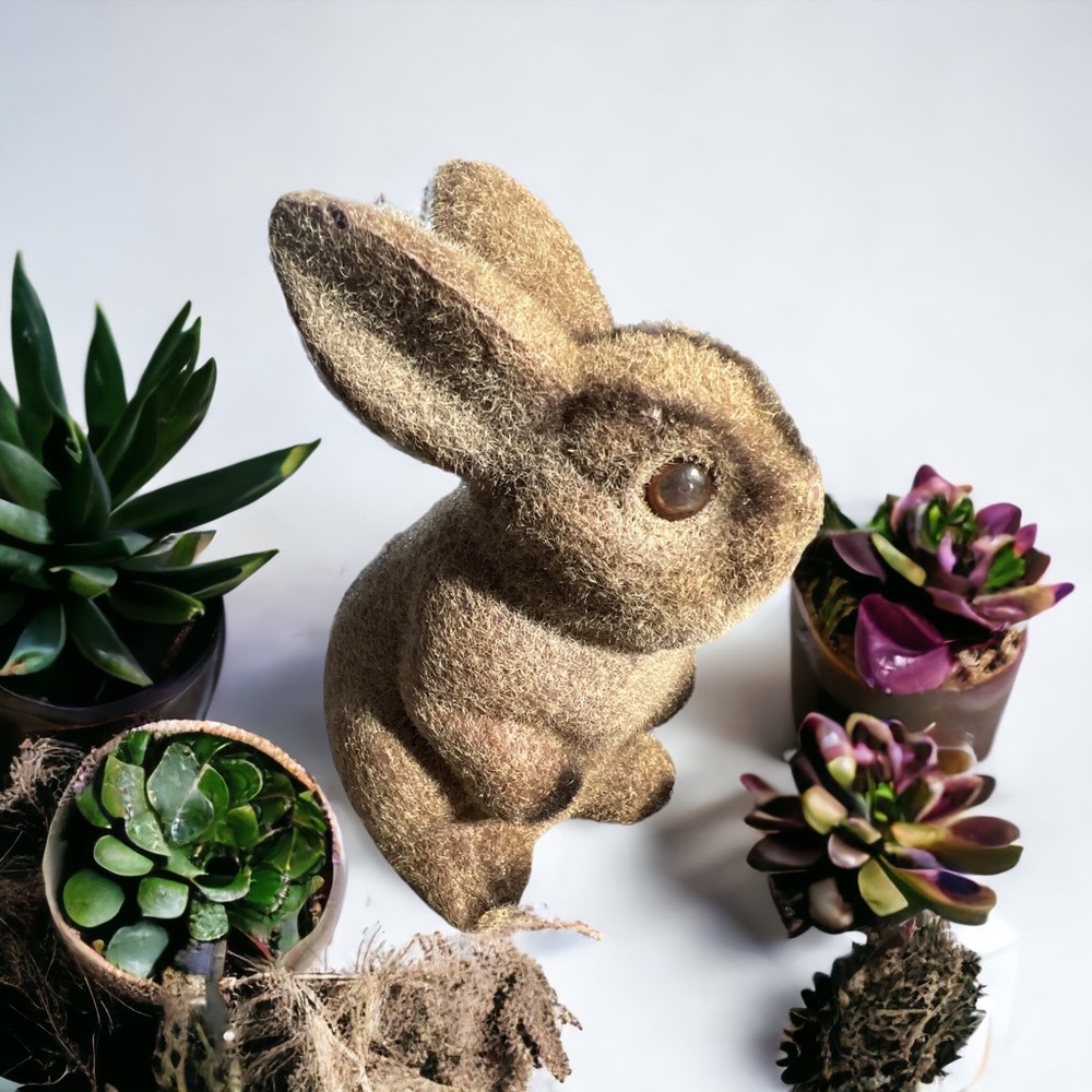 Vintage velvet bunny rabbit bank